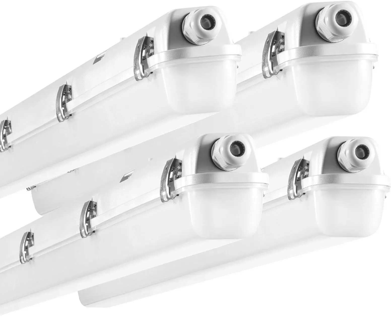 VEVOR 4FT LED-Dampfdichtes Licht, 60 W/50 W/40 W wählbar, 5000 K Dampfdichte Leuchte mit 5400/6400/7400 lm einstellbar, IP65 wasserdicht für Parkplatz, Lager, begehbare Gefriertruhe, Autowaschanlage, 4er-Pack