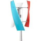 OUKANING Windkraftanlage Vertical Axis 12V Windrad mit 3 Farbigen Rotorblättern, Leise und Vibrationsarm, Niedrige Startwindgeschwindigkeit 1.3m/s, IP67 Schutz für Garten, Boot, Wohnmobil