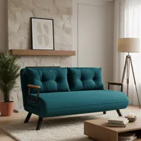 Schlafsofa 2 Plätze Calvin, Stauraum, Verstellbar, Armlehnen, 133x78 Cm Aqua Grün