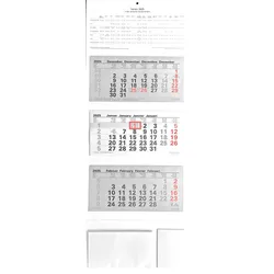 2025 ADINA Dreimonatskalender 87x33cm mit Notizblock und Tasche