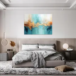 WallArena Leinwandbild, Abstrakt Modern Bilder Wohnzimmer 100x70