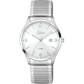 Selva SELVA Quarz-Armbanduhr mit Zugband, Zifferblatt schwarz Ø 39mm