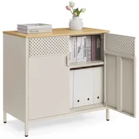 Songmics Sideboard Küchenschrank, verstellbarer Einlegeboden, 80x40x76 cm, Sandbeige-Naturbeige