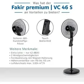 Fakir VC 46 S Standventilator Schwarz