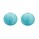 Lampions Außen Wetterfest, Solarlampions für Außen Hängend, 30cm Solar LED Laterne Wasserdicht Hängende Nylon Laterne Gartenlaterne Solarlaterne für Garten, Balkon,Hof,Fest Deko (2 Stück/Blau)