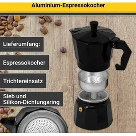 Krüger Espressokocher Italiano 0,35 l 6 Tassen Schwarz