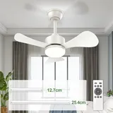 Mefine Deckenventilator mit Beleuchtung und Fernbedienung, 71 cm Deckenventilator Leise mit Licht, LED Deckenventilator Klein mit Umkehrbaren DC Motor und Timer für Terrasse Schlafzimmer Kinderzimmer