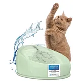 Lucky Kitty Trinkbrunnen für Katze grün I Katzenbrunnen Keramik Handarbeit, hygienisch I Kein Aufladen, kein Filter-Tausch I Trinkbrunnen leise & energiesparend I Wasserspender Katzen plastikfrei
