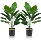 luxuskollektion Kunstpflanzen Set 2 Plastikpflanze Büro Zuhause Große Bananenblätter