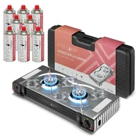 Evocamp Gaskocher mit Piezozündung und 8 227 g Gaskartuschen