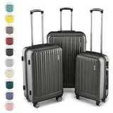 Easy Move ABS Hartschalenkoffer [ERGONOMISCH & SICHER] - Großer Trolley Koffer mit 360° Rädern, Zahlen Schloss - reisekoffer groß, hartschalenkoffer, Luggage (Dark Gray, Set) *