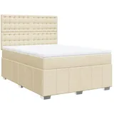 vidaXL Boxspringbett mit Matratze Creme 160x200 cm Stoff