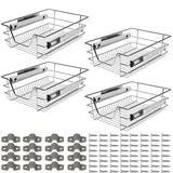 Monucep Teleskopschublade 4 x 40cm, Ausziehbare Schublade Küche, Metall Schrankauszug Belastbar, Vollauszug Auszüge für Küchenschränke, Auszug Küchenschrank, Haushalt Küchenregal Küchenschublade