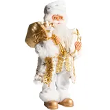 Beliani Dekofigur Weihnachtsmann weiß / gold