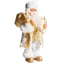 Beliani Dekofigur Weihnachtsmann weiß / gold