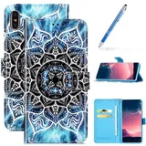 Kompatibel mit iPhone X/XS Leder Hülle Handytasche Handyhülle Bunt Motiv Muster Hülle Klappbar Schutzhülle Flip Wallet Case Brieftasche Leder Klapphülle Wallet Case Tasche,Mandala Blume