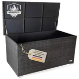 RS Trade Auflagenbox Wasserdicht XXL, 950l, Grau, Gartenbox, Aufbewahrungsbox Garten, Kissenbox Outdoor, Gartentruhe, Große Gartenkiste für Polster, Wetterfeste Garten-Aufbewahrung, Polyrattan