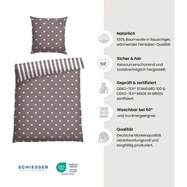 SCHIESSER Bettwäscheset Sterne Feinbiber - 2-teilig - 135 x 200 cm, - Taupe