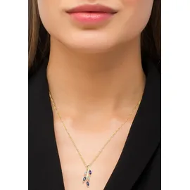Amor Kette mit Anhänger Blütenranke Blau Gold