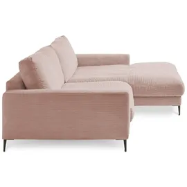 KAWOLA Ecksofa Cara Cord Recamiere rechts rosa