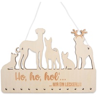 Papierdrachen Aufhängung für Adventskalender Geschenke - aus Holz - in naturfarben und schwarz - Kalender zum Selbstbasteln - kombinierbar mit Stoffsäckchen und Geschenkpapier - Hund - Set 4