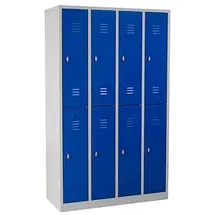 Gürkan Spind lichtgrau, enzianblau 106316, 8 Schließfächer 117,0 x 50,0 x 195,0 cm