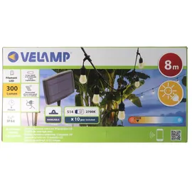 VELAMP CASSIOPEA: Solargirlande IP44, 10 LED-Leuchtmittel, schwarz