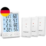 Geevon Funk Thermometer Mit 3 Aussensensor, Digital Hygrometer Thermometer Hinte