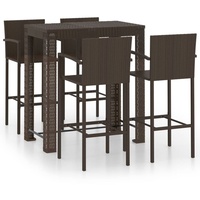 vidaXL 5-tlg. Garten-Bar-Set mit Armlehnen Poly Rattan Braun