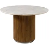 MASSIVMOEBEL24.DE Mango Ø 120 cm braun lackiert / Marmor weiß