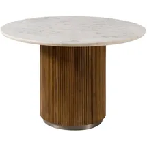 MASSIVMOEBEL24.DE Mango Ø 120 cm braun lackiert / Marmor weiß
