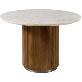 MASSIVMOEBEL24.DE Mango Ø 120 cm braun lackiert / Marmor weiß