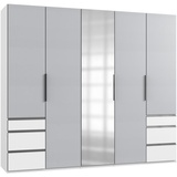 WIMEX Level 250 x 216 x 58 cm weiß/Light grey mit Spiegeltüren und Schubladen