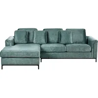 Ecksofa 4-Sitzer OSLO Samtstoff Blaugrün rechtsseitig
