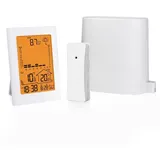 Digitaler Regenmesser, Echtzeit-Regenerkennung, Regenmesser, Temperatur- und Luftfeuchtigkeitsmesser, Outdoor-Regenmonitor für Zuhause, Garten, Bauernhof (weiß)