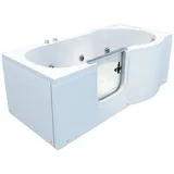 AcquaVapore Whirlpool-Badewanne Sitzwanne Whirlpool Badewanne mit Tür S12-WP-L-ALL 170x85cm, (1-tlg), mit Ablaufgarnitur weiß