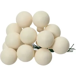 12 Glaskugeln am Draht 2,5cm Weihnachtskugeln Spiegelbeeren matt - kleine Dekokugeln Christbaumschmuck Weihnachtsdeko Wollweiß