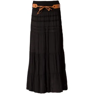 FASHION YOU WANT Damen Damen Sommer Rock Größe 34/36 bis Größe 50/52 verfügbar Langer Maxirock Strandrock Sommerock lang Gürtel Amber Boho Retro Maxirock (36/38, schwarz) - 36-38