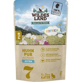 Wildes Land Katze x 100g Kitten Huhn PUR mit Distelöl