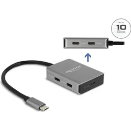 DeLock USB 10 Gbps 4 Port USB Type-C Hub mit USB Type-C - Schwarz/Grau