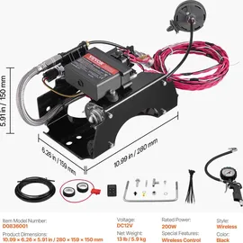 Vevor Luftdruckstoßdämpfer Set 12 V 100 PSI