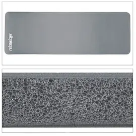 Relaxdays Yogamatte, 1 cm dick, für Pilates, Fitness, gelenkschonend, mit Tragegurt, Gymnastikmatte 60 x 180 cm, grau