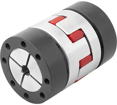 ELASTOMER-KLAUENKUPPLUNG MIT KONUSNABE+SPANNRING GR.19, D1=16, D2=16, L=66, ALUMINIUM, (K1888.19800661616)
