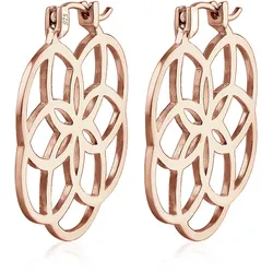Paar Creolen ELLI "Creolen Lebensblume 925 Silber", rosa (rosegold), Ohrringe, Damen, OneSize, ohne Stein, Silber 925 (Sterlingsilber)