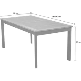 LC Garden Unicamo Ausziehtisch 180 x 90 x 75 cm Aluminium/Teak Natur