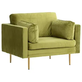 VCM Sessel Boom Textil 110 x 84 x 86 cm Grün/Gold mit Kissen