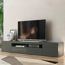 Dmora Jesse TV-Lowboard 200 x 40 x 37 cm Glänzendes Anthrazit Holzwerkstoff