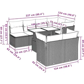 vidaXL Gartensofa-Set 8-tlg. grau Polyrattan