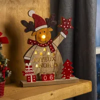 Mojawo LED Holz Elch Rentier Weihnachtskalender Weihnachtsdeko Kalender