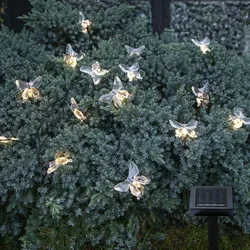 LED Solar Lichterkette Schmetterlinge Garten Balkon Beleuchtung 2,8m